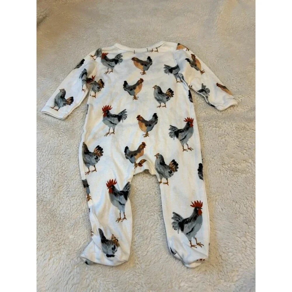 Milkbarn Chicken Organic Cotton 0-3M Baby Zipper Footed Romper